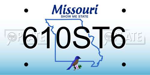 610ST6 Missouri License Plate