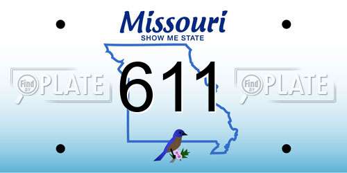 611 Missouri License Plate