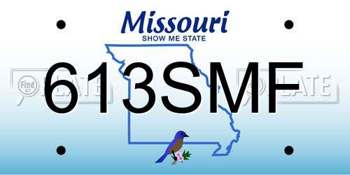 613SMF Missouri License Plate