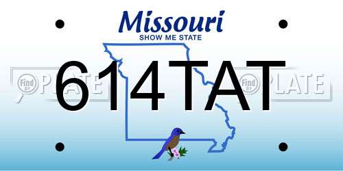 614TAT Missouri License Plate