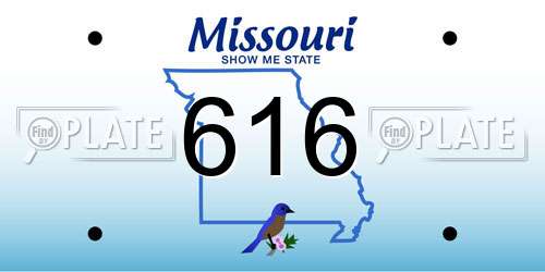 616 Missouri License Plate
