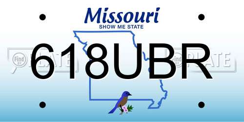 618UBR Missouri License Plate