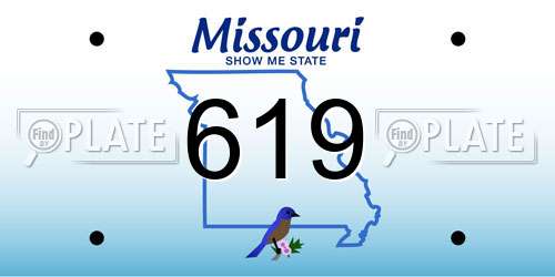 619 Missouri License Plate