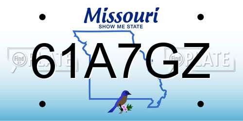 61A7GZ Missouri License Plate