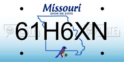 61H6XN Missouri License Plate