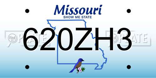 620ZH3 Missouri License Plate