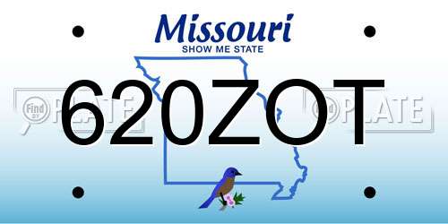 620ZOT Missouri License Plate