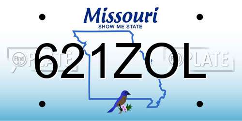 621ZOL Missouri License Plate