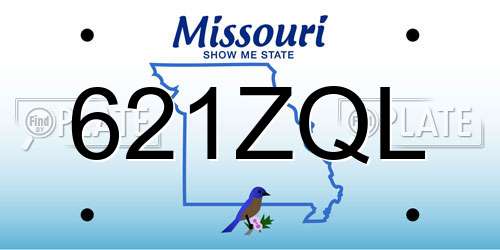 621ZQL Missouri License Plate