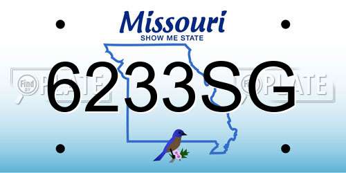 6233SG Missouri License Plate