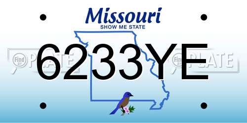 6233YE Missouri License Plate
