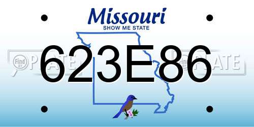 623E86 Missouri License Plate