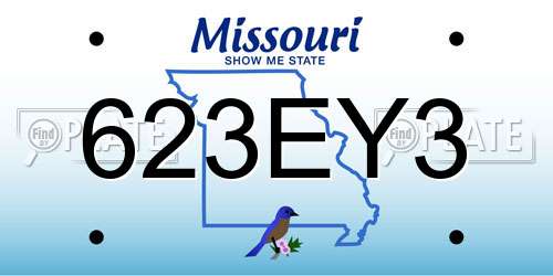 623EY3 Missouri License Plate
