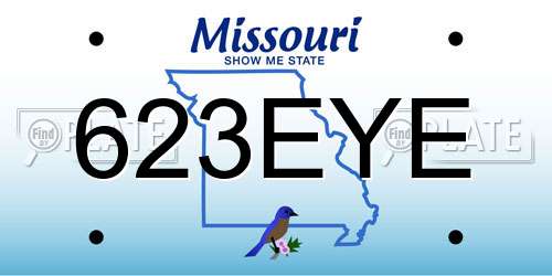 623EYE Missouri License Plate