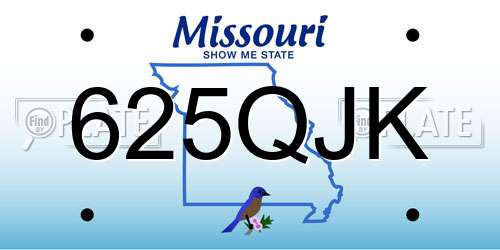 625QJK Missouri License Plate