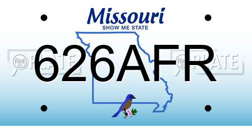 626AFR Missouri License Plate