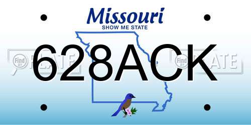 628ACK Missouri License Plate