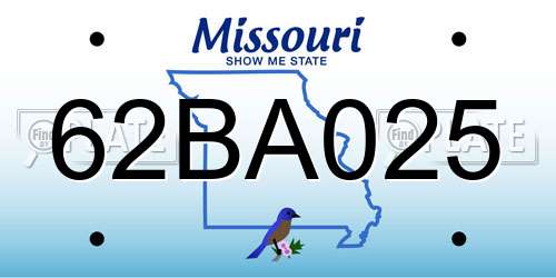 62BA025 Missouri License Plate
