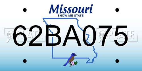 62BA075 Missouri License Plate