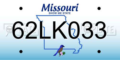 62LK033 Missouri License Plate
