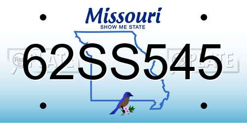 62SS545 Missouri License Plate