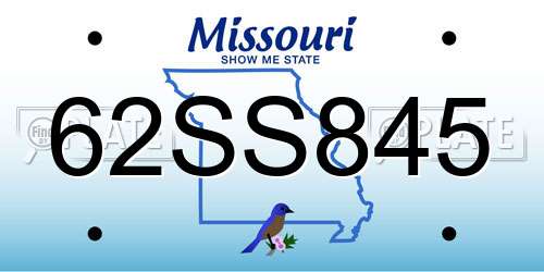 62SS845 Missouri License Plate