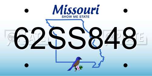 62SS848 Missouri License Plate