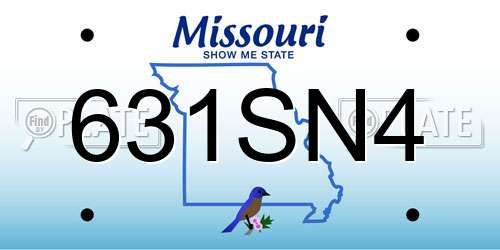 631SN4 Missouri License Plate