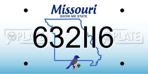 632II6 Missouri License Plate