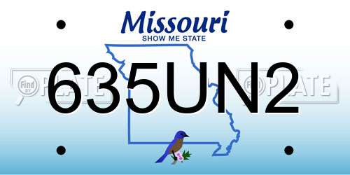 635UN2 Missouri License Plate