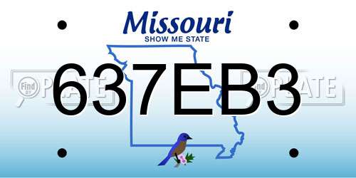 637EB3 Missouri License Plate