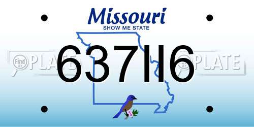 637II6 Missouri License Plate