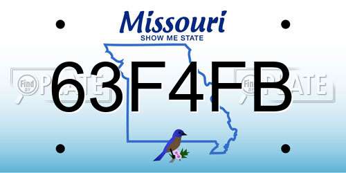 63F4FB Missouri License Plate