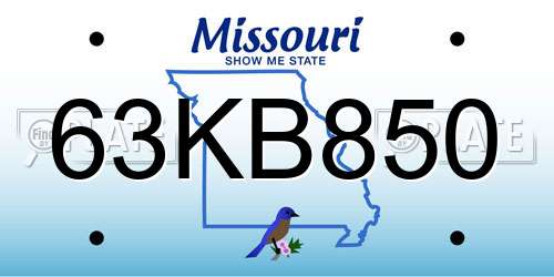 63KB850 Missouri License Plate