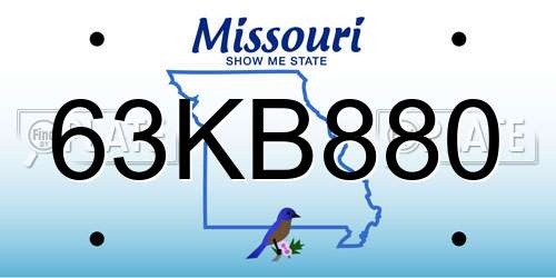 63KB880 Missouri License Plate