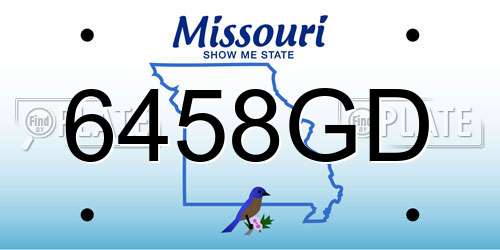 6458GD Missouri License Plate