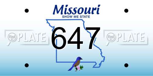 647 Missouri License Plate