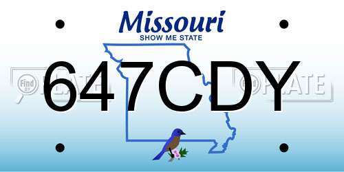 647CDY Missouri License Plate