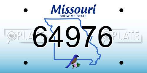 64976 Missouri License Plate
