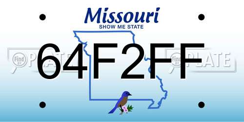 64F2FF Missouri License Plate