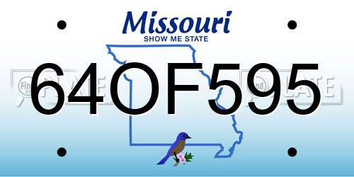 64OF595 Missouri License Plate