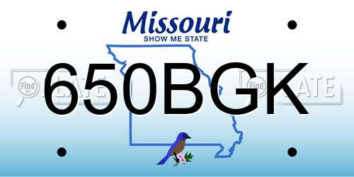 650BGK Missouri License Plate