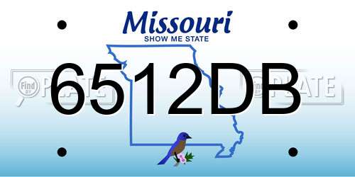 6512DB Missouri License Plate