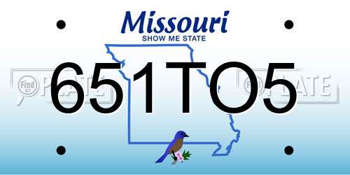 651TO5 Missouri License Plate