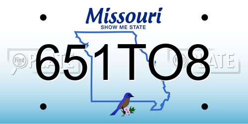 651TO8 Missouri License Plate