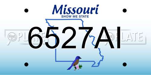 6527AI Missouri License Plate