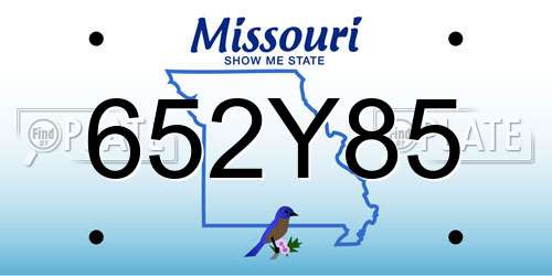 652Y85 Missouri License Plate