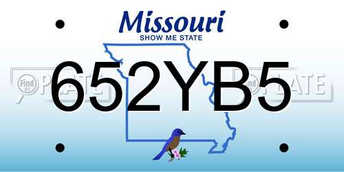 652YB5 Missouri License Plate
