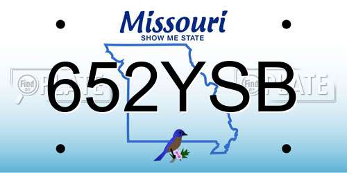 652YSB Missouri License Plate