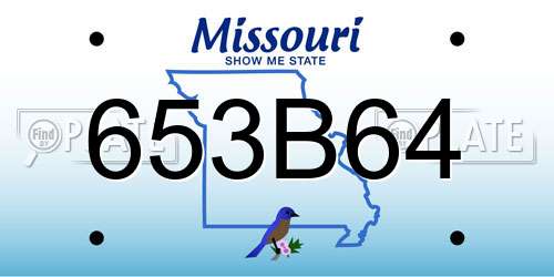 653B64 Missouri License Plate